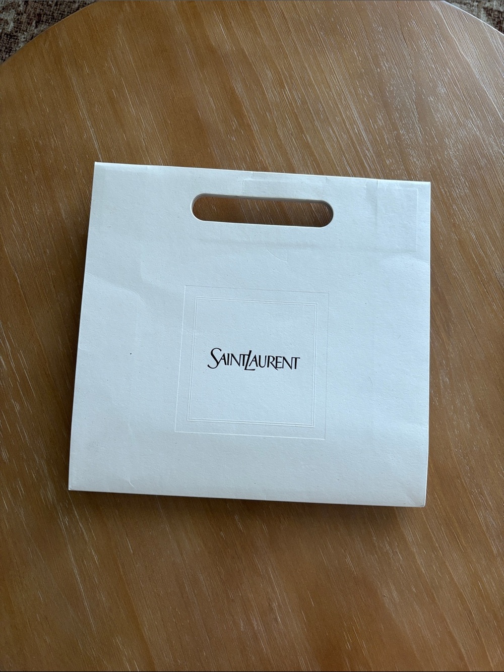 Saint Laurent Cream and Black Logo Folded Paper Bag